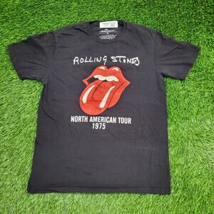 Rolling-Stones 1975 Shirt Womens Medium 20x25 Black Japanese